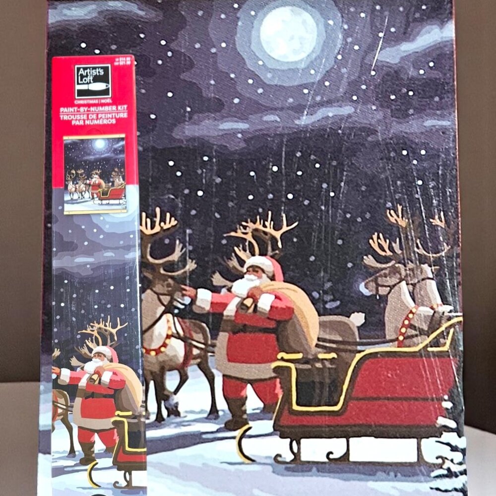 Artist's Loft Paint-By-Number Kit - Santa & Reindeer - 16 x 20 - Canvas